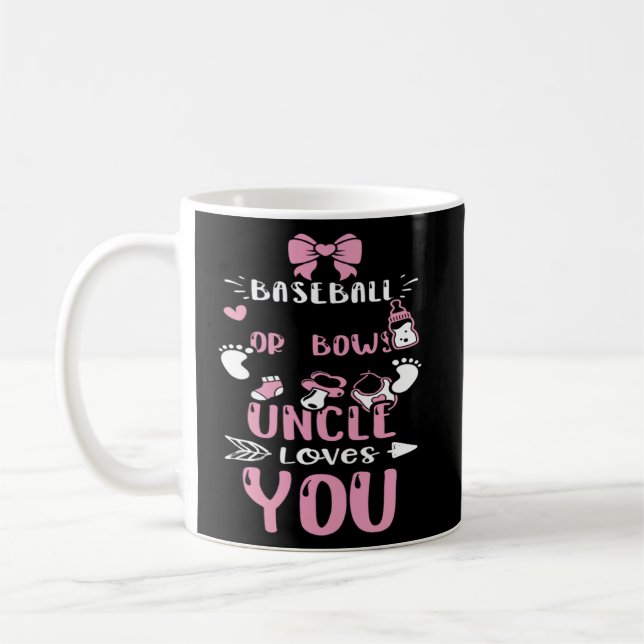 Onkel Baseball oder Bows Onkel Lieben Sie Baby Gir Kaffeetasse (Links)