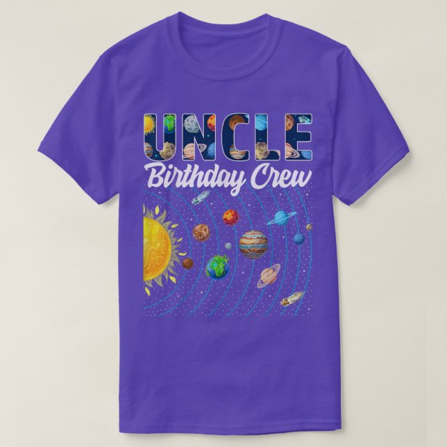 Onkel Birthday Crew Weltraumsolarsystem T-Shirt (Design vorne)