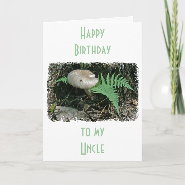Onkel Birthday Fern & Mushroom - Stump Karte (Vorderseite)