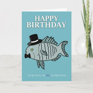 Onkel Birthday Fish Puke Joke Card Karte