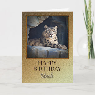 Onkel Birthday mit Schneeleopard Karte