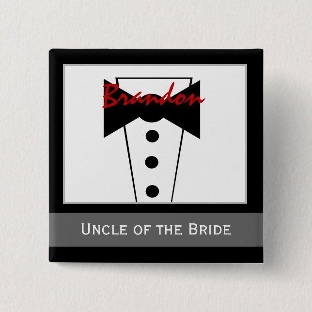 Onkel der Braut - kundenspezifisches Tux Wedding Button (Vorderseite)