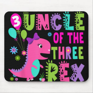 Onkel der drei Rex Dinosaurier T-rex 3. Geburtstag Mousepad