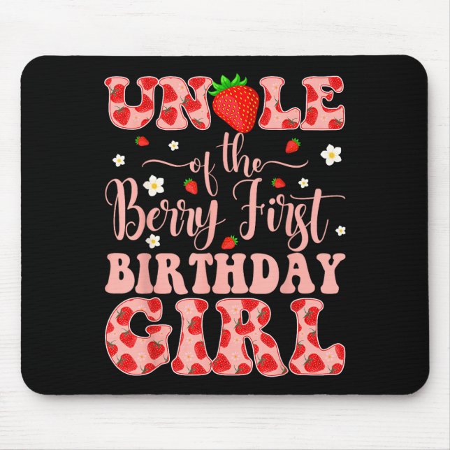Onkel der Erdbeerbär erster Geburtstag Mädchen Erd Mousepad (Vorne)