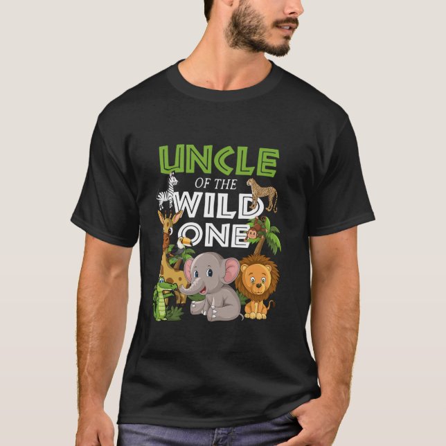 Onkel des wilden One Zoo Birthday Safari Jungle A T-Shirt (Vorderseite)