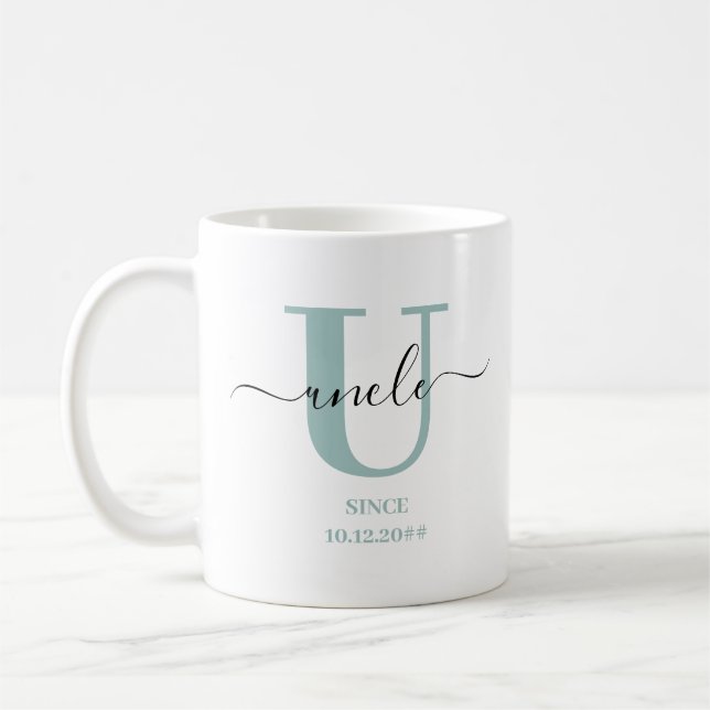 Onkel Elegant Script Monogram Kaffeetasse (Links)