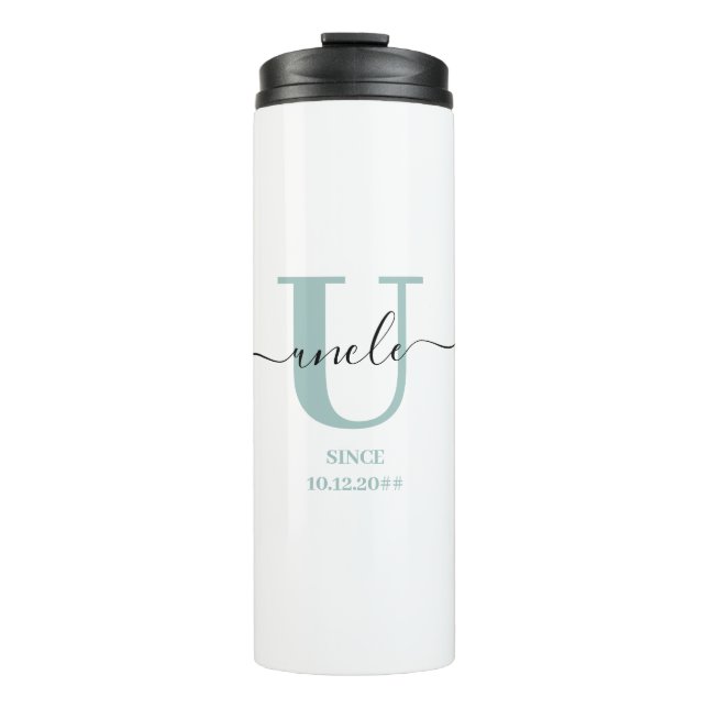 Onkel Elegant Script Monogram Thermosbecher (Vorderseite)