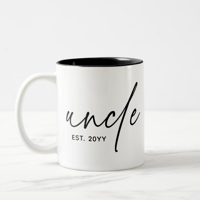 Onkel Establishment Elegant Typografy New Oncle Zweifarbige Tasse (Links)