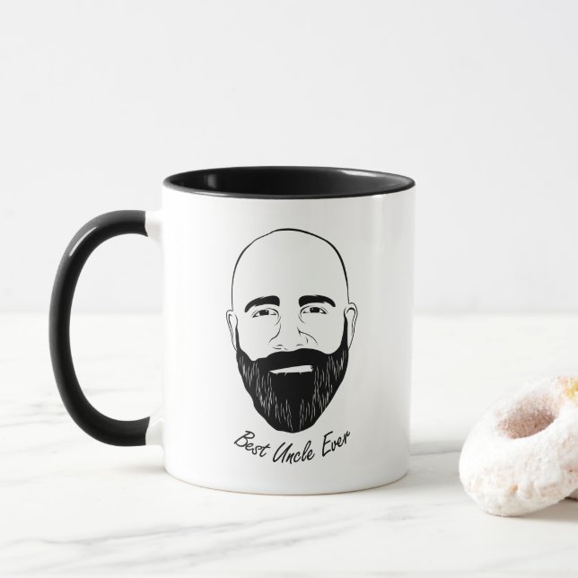 Onkel Face Sketch - Onkel Quote: Bester Onkel Ever Tasse (Mit Donut)