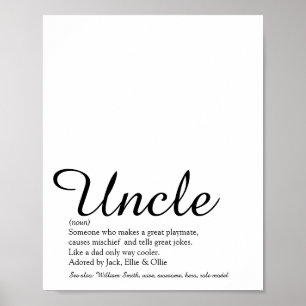 Onkel Funcle Definition Moderne Spaß-Schrift Poster