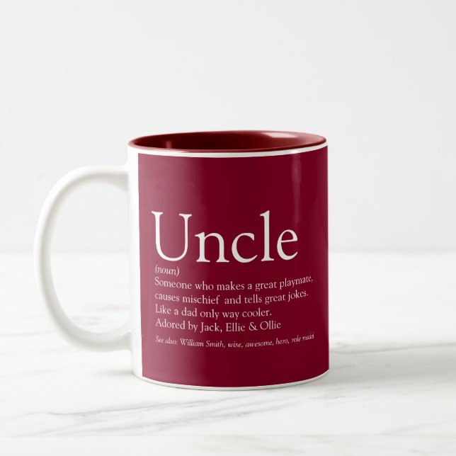Onkel Modern Fun Typografisches Zitat Zweifarbige Tasse (Links)
