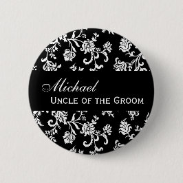ONKEL OF THE GROOM Knopf-Schwarzweiss-Damast Button