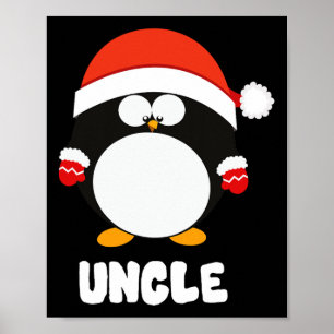 Onkel Pinguin Weihnachten Santa T-Shirt Familie pa Poster