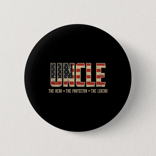 Onkel Protector Helden Legend Usa Flag Onkel Vater Button (Vorderseite)