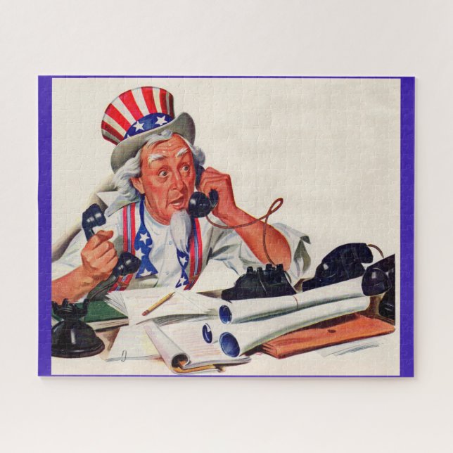 Onkel Sam am Telefon der 40er Jahre Puzzle (Horizontal)
