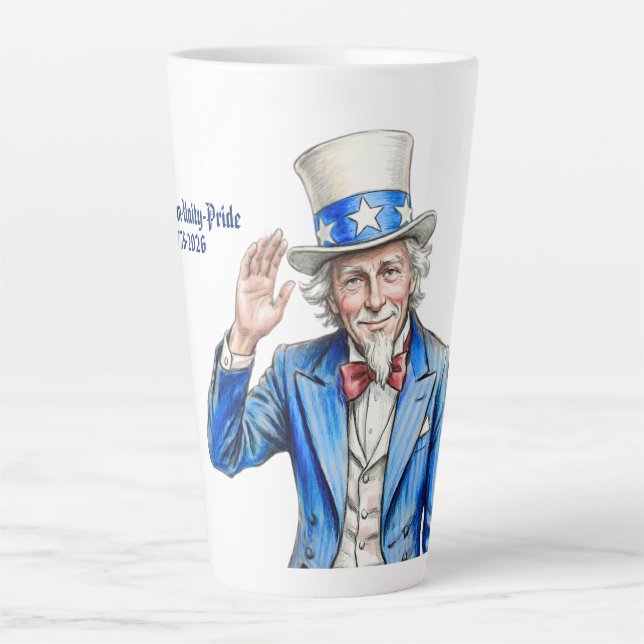 Onkel Sam Frohes 4. Juli Patriotisch Milchtasse (Vorderseite)