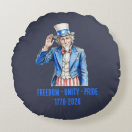 Onkel Sam Frohes 4. Juli Patriotisch Rundes Kissen