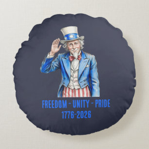 Onkel Sam Frohes 4. Juli Patriotisch Rundes Kissen