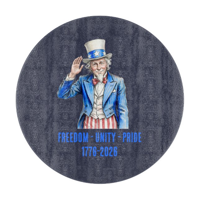 Onkel Sam Frohes 4. Juli Patriotisch Schneidebrett (Vorderseite)