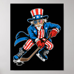 Onkel Sam Hockey Amerikanische Flagge Usa Sport 4. Poster