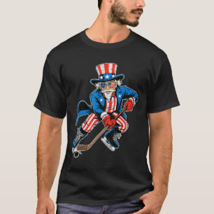 Onkel Sam Hockey Amerikanische Flagge USA Sport 4. T-Shirt