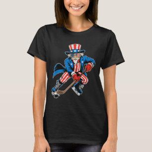 Onkel Sam Hockey Amerikanische Flagge USA Sport 4. T-Shirt