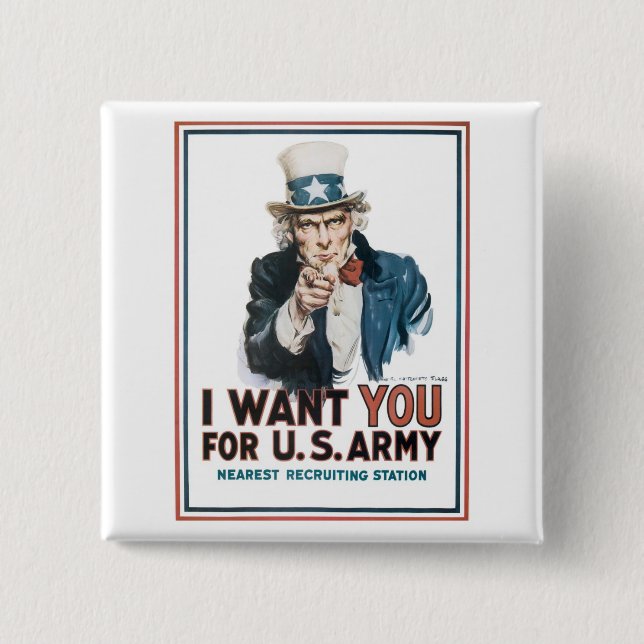Onkel Sam "Ich will DICH!" Button (Vorderseite)