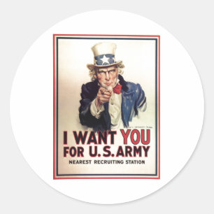 Onkel Sam Ich will Dich für die US-Armee Runder Aufkleber