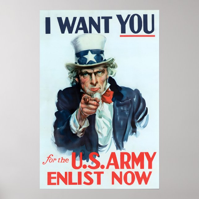 Onkel Sam 'Ich will Dich' Zweiter Weltkrieg US-Arm Poster (Vorne)