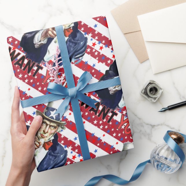 Onkel Sam, ich Wollte dich mit US Flagge Geschenkpapier (Schenken)