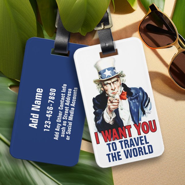 Onkel Sam - Ich Wollte dich zu reisen Gepäckanhänger (Custom Luggage Tag)