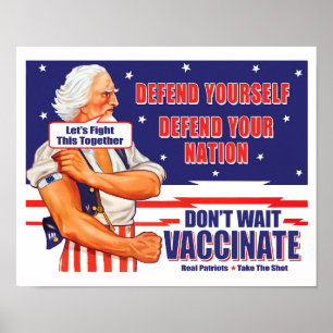 Onkel Sam Impfen wir gemeinsam gegen das Virus vor Poster