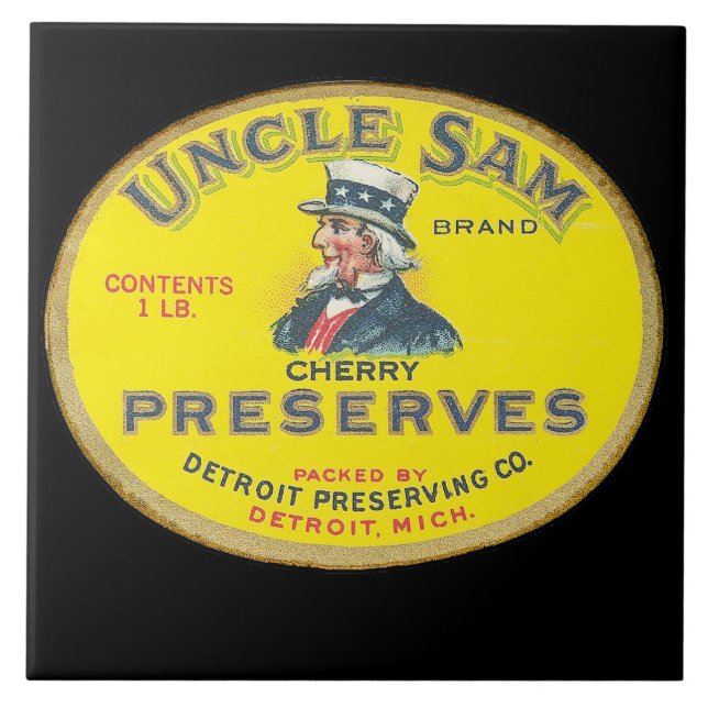 Onkel-Sam-Kirschkonserve Fliese (Vorderseite)