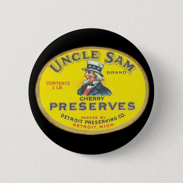 Onkel-Sam-Kirschkonserven Button (Vorderseite)