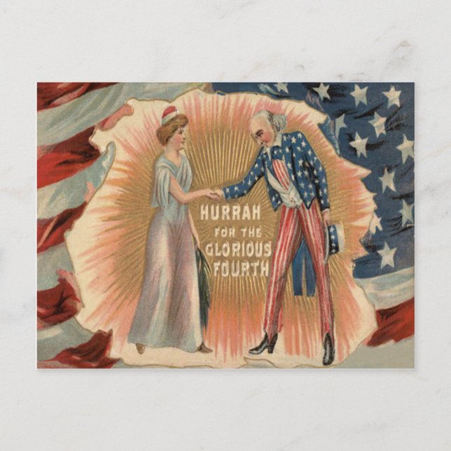 Onkel Sam Lady Liberty US-Flagge Postkarte (Vorderseite)