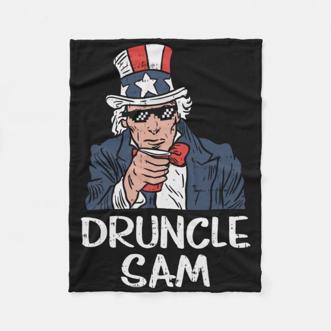 Onkel Sam Lustiger Onkel Sam Bier 4. Juli Party Fleecedecke (Vorderseite)