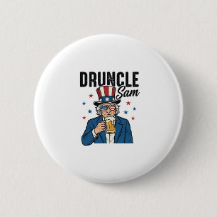 Onkel Sam Lustiges Patriotisches Bier Vektor Desig Button