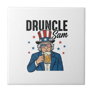 Onkel Sam Lustiges Patriotisches Bier Vektor Desig Fliese