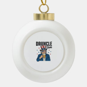 Onkel Sam Lustiges Patriotisches Bier Vektor Desig Keramik Kugel-Ornament