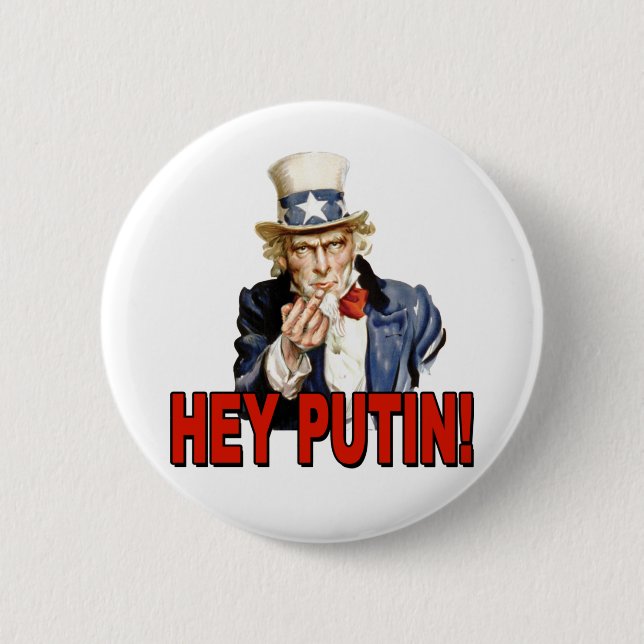 Onkel Sam Mittelfinger Hey Putin  Button (Vorderseite)
