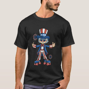 Onkel Sam patriotisches Rollschuhlaufen 4. Juli Am T-Shirt