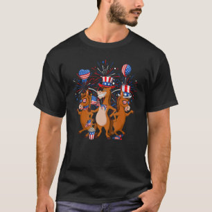 Onkel Sam Pferde USA-Flagge Unabhängigkeitstag 4. T-Shirt