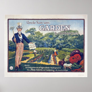 Onkel Sam sagt: Garten zur Senkung der Lebensmitte Poster