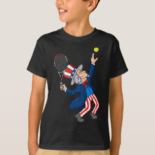 Onkel Sam Tennis 4. Juli Patriotischer Jungen Mädc T-Shirt