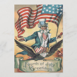 Onkel Sam Weißkopfseeadler USA-Flagge Feuerwerk Einladung