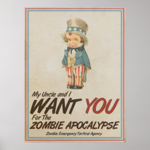 Onkel Sam wir wollen dich Zombie-Apokalypse Poster