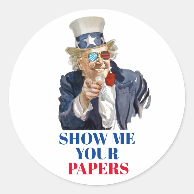 Onkel Scam Runder Aufkleber (Vorderseite)