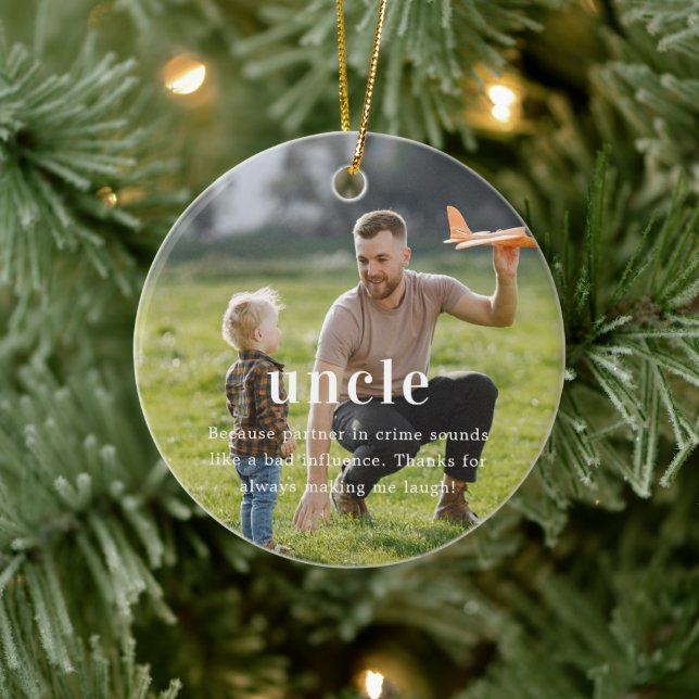 Onkel | Sentimental Foto Keepake Weihnachten Keramik Ornament (Baum)