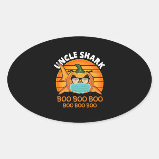 Onkel Shark Boo Boo Shirt Pumpkin Halloween Uncle Ovaler Aufkleber