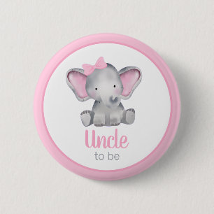 Onkel To be Pink Elephant Girl Baby Shooter Button